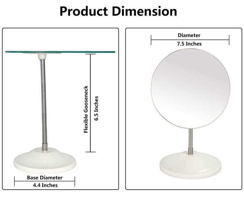 YEAKE Adjustable Flexible Gooseneck Makeup Mirror,360Â°Rotation Folding Portable Desk Vanity Mirror with Stand Shower Shaving Cosmetic Mirror Round Large - Image 2